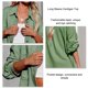 thumbnail image 4 of Cárdigan Camisa Manga Larga Solapa Bolsillo Botón Color Puro Casual Moda Top para Mujer Verde L, 4 of 5
