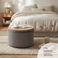 thumbnail image 2 of Dovov Round Ottoman with Storage and Reversible Tray, 25" Upholstered Footrest Coffee Table Button Tufted Storage Ottoman Foot Stool, Gray, 2 of 10