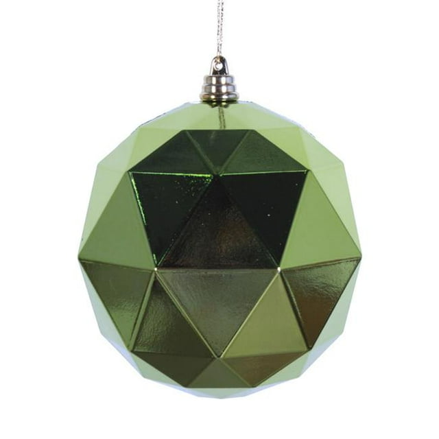 8 in. Lime Shiny Geometric Christmas Ornament Ball