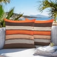 thumbnail image 5 of Coastal Style Outdoor Pillow Covers Set of 2 Vintage Orange Brown Stripe Wood Texture Waterproof Throw Pillow Case Decorative Square Cushion Cover for Patio Couch Garden Balcony, 20"x20", 5 of 9