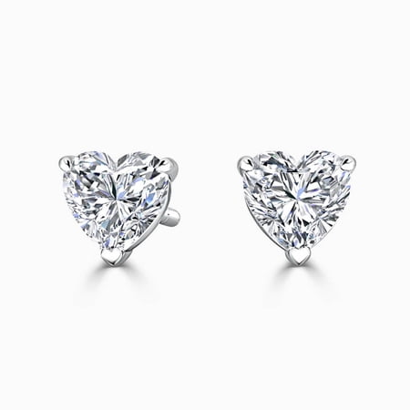 0.50 Carat Heart Cut Colorless Genuine Moissanite Stud Earrings for women Solid 950 Platinum Screw Back Studs Earring