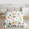 thumbnail image 2 of Feelyou Kawaii Snowman Kids Full Size Comforter Sets, Christmas Leaf Plant Bedding Comforter Set, Happy Gingerbread Man Reversible Bedding Sets, Ultra Soft Bedroom Decor, 3-Piece, 2 of 8