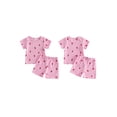 thumbnail image 2 of BemeyourBBs Toddler Baby Girl Summer Clothes Strawberry Outfits Cute Print Crew Neck Short Sleeve T-Shirts Elastic Waist Shorts Set 2Pcs Toddler Girls Summer Outfit, 2 of 9