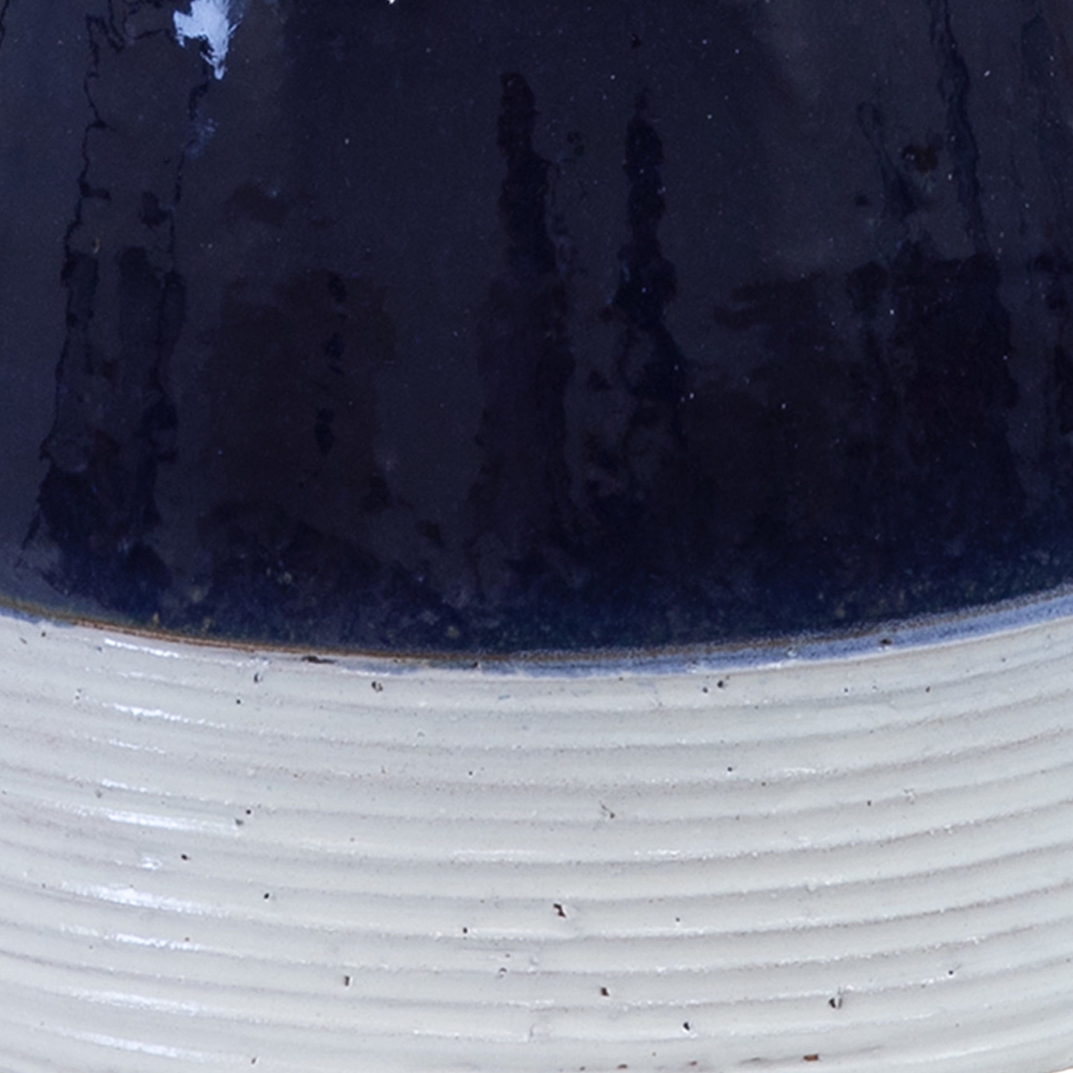 Sunnydaze Duo-Tone Freestanding Ceramic Outdoor Bird Bath, UV-Resistant Midnight Blue Finish