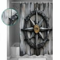 thumbnail image 4 of Compass Shower Curtain, 60" x 72", Nautical Wood Grain Waterproof Bathroom Curtain Washable Shower Curtain Set with 12 Hooks, 4 of 6