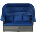 thumbnail image 5 of Glavbiku 6Pcs Outdoor Patio Sofa Set,Daybed Sunbed with Retractable Canopy,Wicker Furniture,Blue, 5 of 14