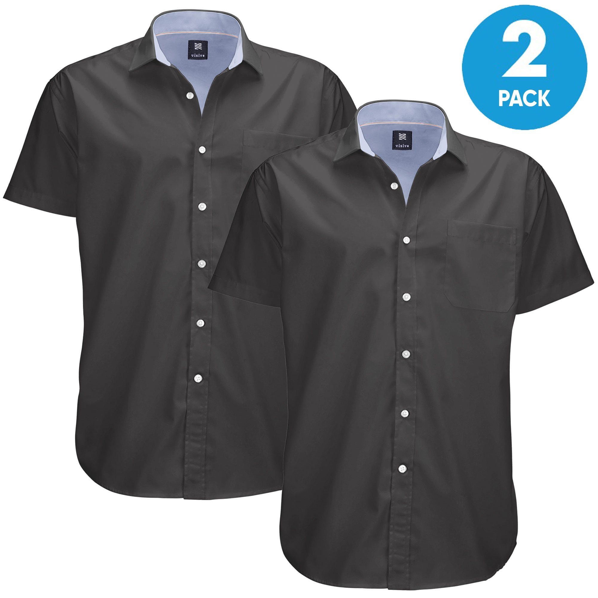 Visive - Mens Short Sleeve Big And Tall Dress Shirt 2 Pack Oxford ...