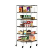 Seville Classics 6-Tier NSF Corner Shelving /w Wheels and 6 Bonus Shelf Liners, 28 D x 28 W x 72 H