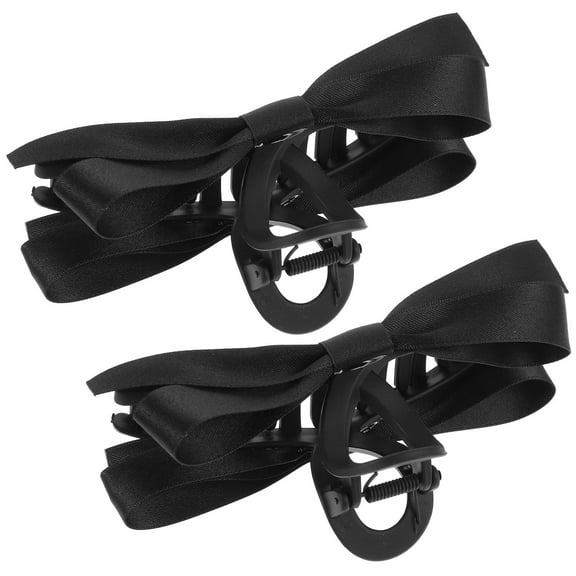 PAMINGONO 2Pcs Hair Claw Clips For Women With Bow Shape And Cloth Material In Black Color