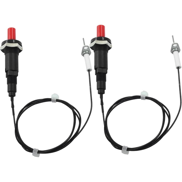 2 Pcs Piezo Spark Igniter, Metal Threaded Ceramic Push Button Igniter Replacement Generator Ignition Set for Gas Fireplace Oven Heater Firepit Kitchen BBQ Stove (Straight Needle)