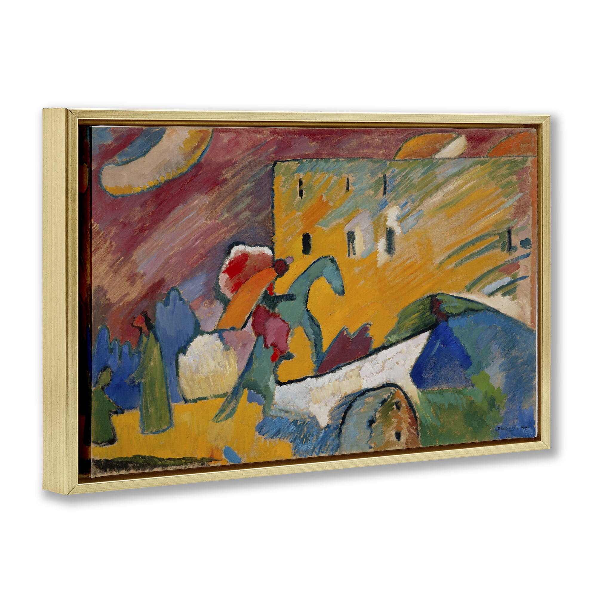 Stupell Industries Kandinsky Improvisation Classic Abstract Painting Gold Floater Framed Canvas Art Print Wall Art, 25 x 17