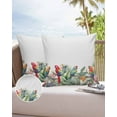 thumbnail image 6 of Pack of 2 Outdoor Pillow Covers, Summer Tropical Palm Tree with Parrot White Texture Waterproof Square Throw Pillowcase Cushion Decorative Pillow Covers for Couch Patio Tent, 26x26 in, 6 of 6