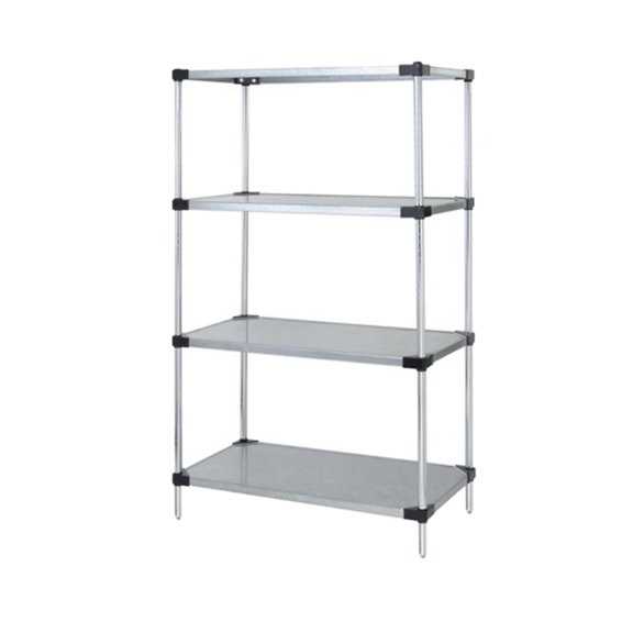 Quantum Storage Systems Solid 4-shelf Starter Unit - 18" x 48" x 63" - Stainless Steel