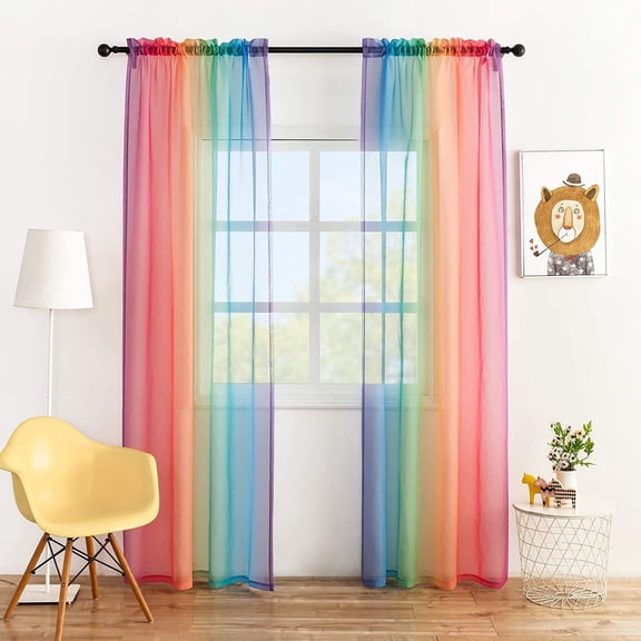 Anjee Faux Linen Texture Sheer Curtains for Bedroom Decoration, Window Treatments Grommet,2 Panels,52" Wx63 "L