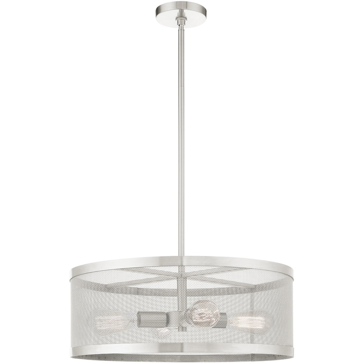 4 Light Brushed Nickel Chandelier with Brushed Nickel Stainless Mesh Shade