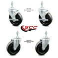 thumbnail image 2 of 5 Inch SS Hard Rubber Wheel Swivel 10mm Threaded Stem Caster Set 2 Brakes, 2 of 2