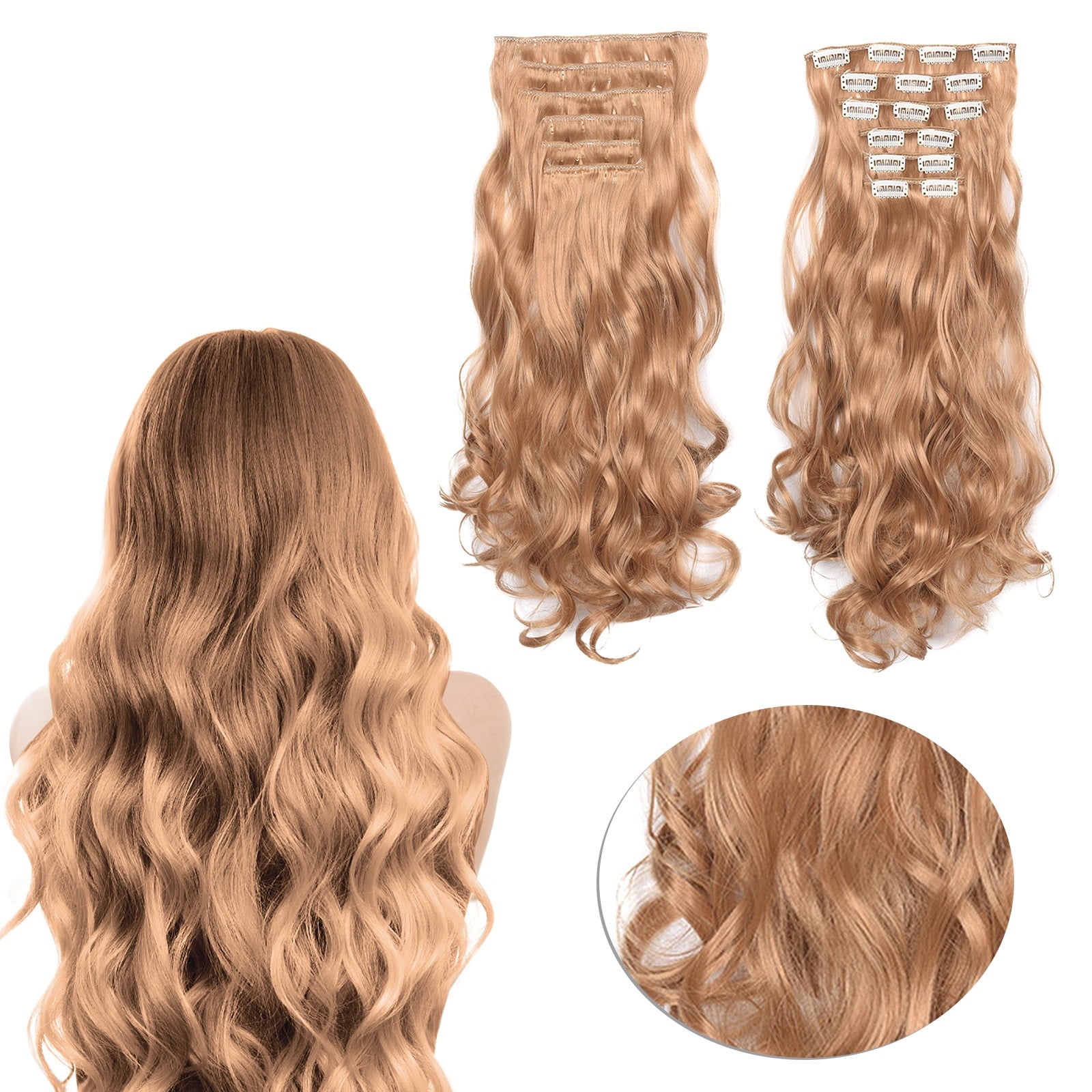 Lace Front Wigs Human Hair Hair Extensions 20INCH Synthetic Curly Wavy Natural Blonde Thick Clip In Stylish Fasionable Fabulous Hair Piece 6 Pieces For Women Walmart