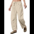 thumbnail image 3 of Pantalones Deportivos para Mujer con Cintura Elástica, Pierna y Cordón Ajustable, Estilo Palazzo Informal con Bolsillos. Albaricoque L, 3 of 6