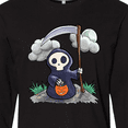thumbnail image 4 of Inktastic Halloween Trick or Treating Cute Grim Reaper Long Sleeve T-Shirt, 4 of 5