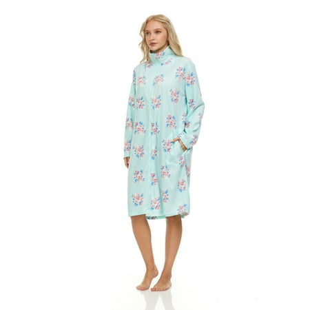

4032 Fleece Womens Nightgown Sleepwear Pajamas Woman Long Sleeve Sleep Dress Nightshirt Green 2X