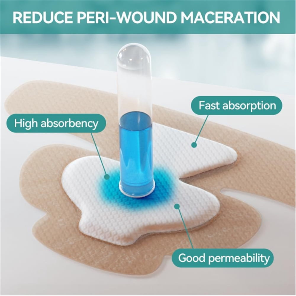 HXRH 4Pcs Waterproof Heel Silicone Foam Dressing Wounds Bandages Adhesive Sacral Bandages with Absorbent Padding for Heel Ulcer Pressure