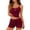 Wine Red, variant on LIZUOJUN Pajamas For Women Set Lace Trim Camisole Tops 2 Piece Sleepwear Summer Shorts Soft Stretchy Breathable Lightweight Loungewear Home Pajamas - L