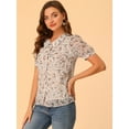 thumbnail image 4 of INSPIRE CHIC Women's Floral Button Down Collar Sweet Puff Sleeve Blouse, 4 of 6