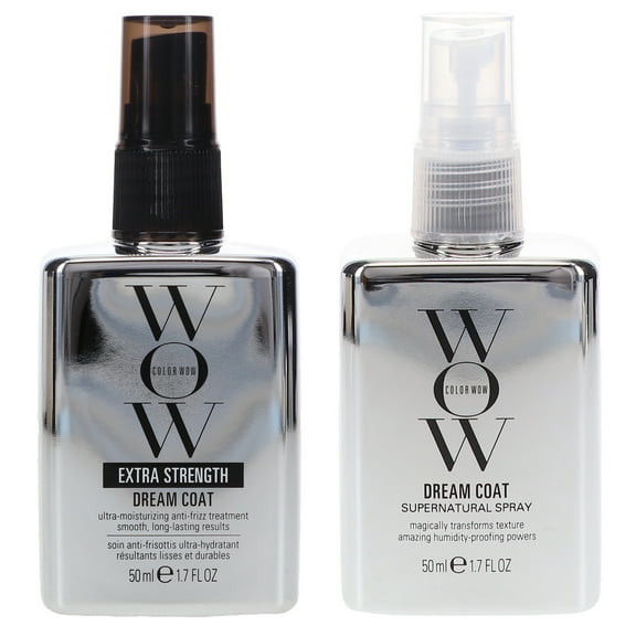 COLOR WOW Dream Coat Supernatural Spray 1.7 oz & Extra Strength Dream Coat Ultra-Moisturizing Anti-frizz Treatment 1.7 oz Combo Pack