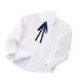thumbnail image 2 of ZACPNCV Uniform Shirts for Girls Ruffle Princess Lace Collar Long Sleeve Button Down Bowknot Blouse Navy 13-14 Years, 2 of 4