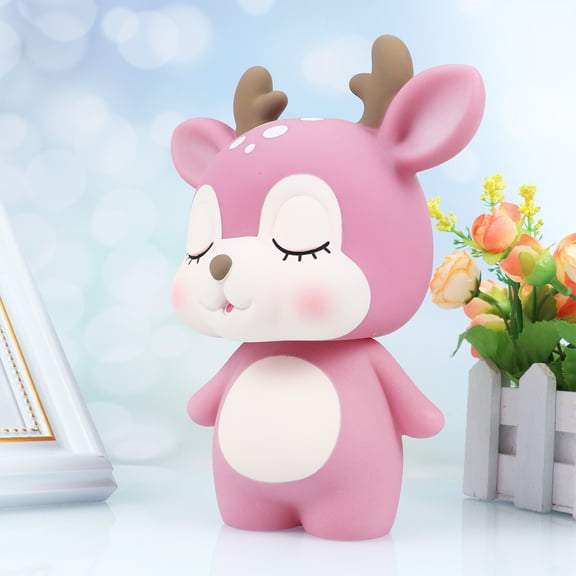 Creative Deer Piggy Bank Cartoon Coin Bank Money Holder Saving Pot (Pink)