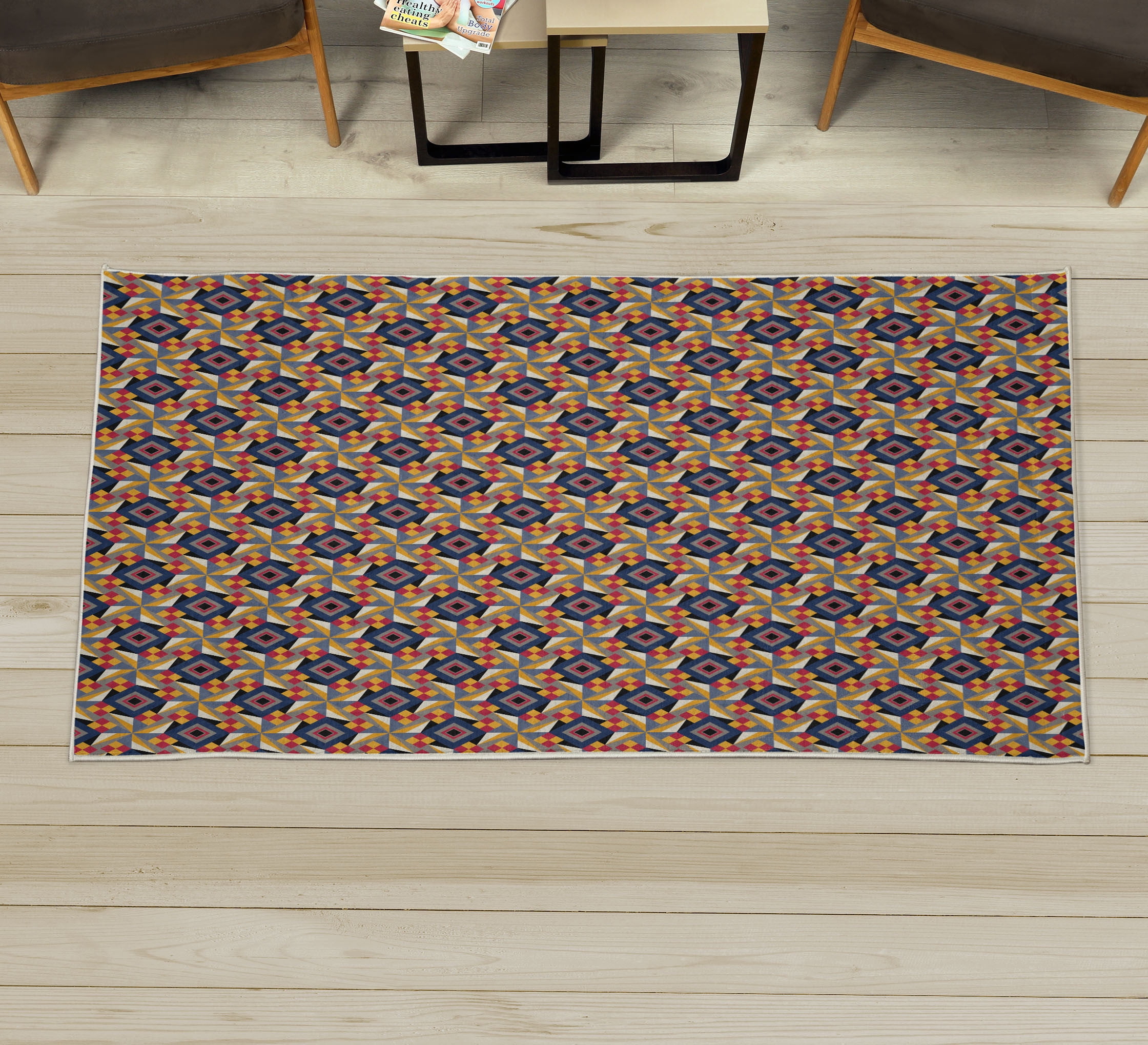 Modern Decorative Rug, Retro 60s 70s Vintage Geometrical Rounds ...