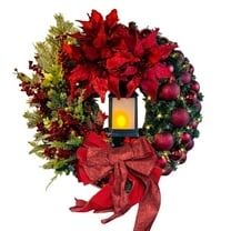 WEGFTDUOP 2024 Large Christmas Wreaths For Front Door Artificial Lighted Christmas Wreath With Bow Ribbon Red Christmas Front Door Wreath With Christmas Christmas