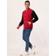 thumbnail image 3 of Chaqueta de béisbol Varsity Unique Bargains para hombre bloque de color uniforme escolar chaquetas de bombardero Letterman rojo medio negro, 3 of 5