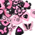 thumbnail image 3 of 20pcs 10 style Spray Painted Alloy Pendants Mixed Shapes Hot Pink 13-25x15-21.5x1.5-5.5mm Hole: 1-7.5mm 2pcs/style, 3 of 9
