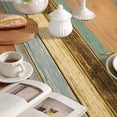 thumbnail image 3 of Tapete de mesa tapete de mesa moderno para sala de estar tapete de mesa de madera rústico antiguo tapete de mesa de primavera azul-marrón rueda usada para mesa fiesta regalo de boda tapete de mesa lin, 3 of 6