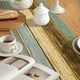 thumbnail image 3 of Tapete de mesa tapete de mesa moderno para sala de estar tapete de mesa de madera rústico antiguo tapete de mesa de primavera azul-marrón rueda usada para mesa fiesta regalo de boda tapete de mesa, 3 of 6