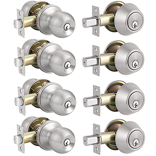 All Locks Keyed Alike Satin Nickel Set of 3 Entry Deadbolt Door Lock sets 