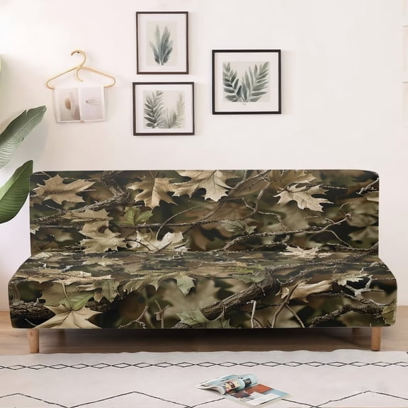 SCRAWLGOD Camo Hunting Print Sofa Slipcover Without Armrest Stretch Breathable Sofa Cover Washable Anti Wrinkle Couch Cover for 3 Cushion Couch for Living Room Decorative