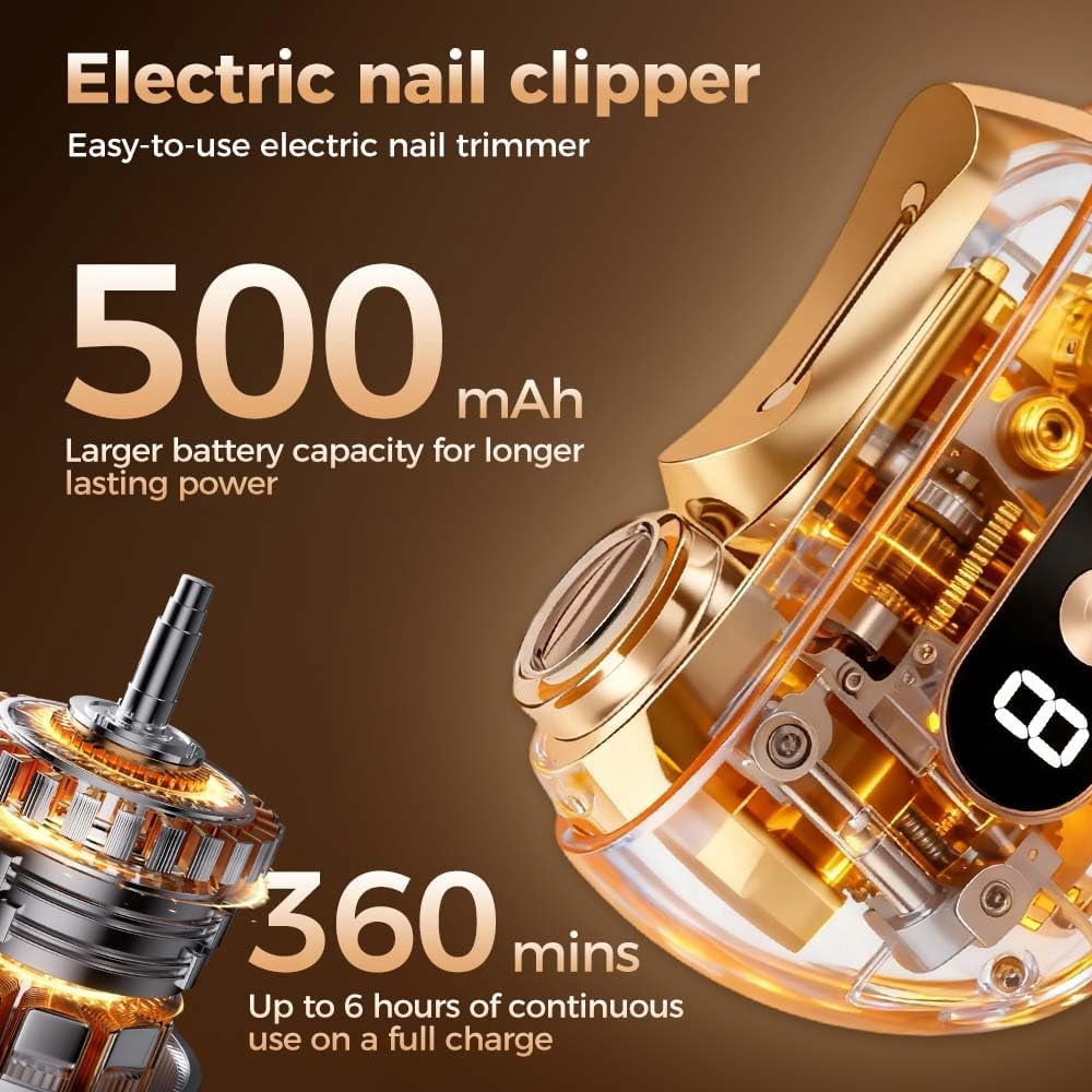 2 in 1 Electric Nail Clippers with Nail Scraps Storage LED Light, Trimming and Sanding in One, Low Noise 3 Speed Levels Rechargeable for Women Men Senior Kids Home Travel Gift for Festival (White)