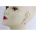 thumbnail image 2 of Sterling Silver Cubic Zirconia Pink Earrings Faceted Heart Teardrop Simulated Sapphire In Cz Simple Dainty Drops Designed for Adult Women, 2 of 4