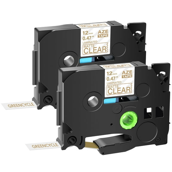 GREENCYCLE 2PK Compatible for Brother P-touch Gold on Matte Clear 12mm 0.47" TZe-M34 TZ-M34 TZM34 TZeM34 Laminated Label Tape
