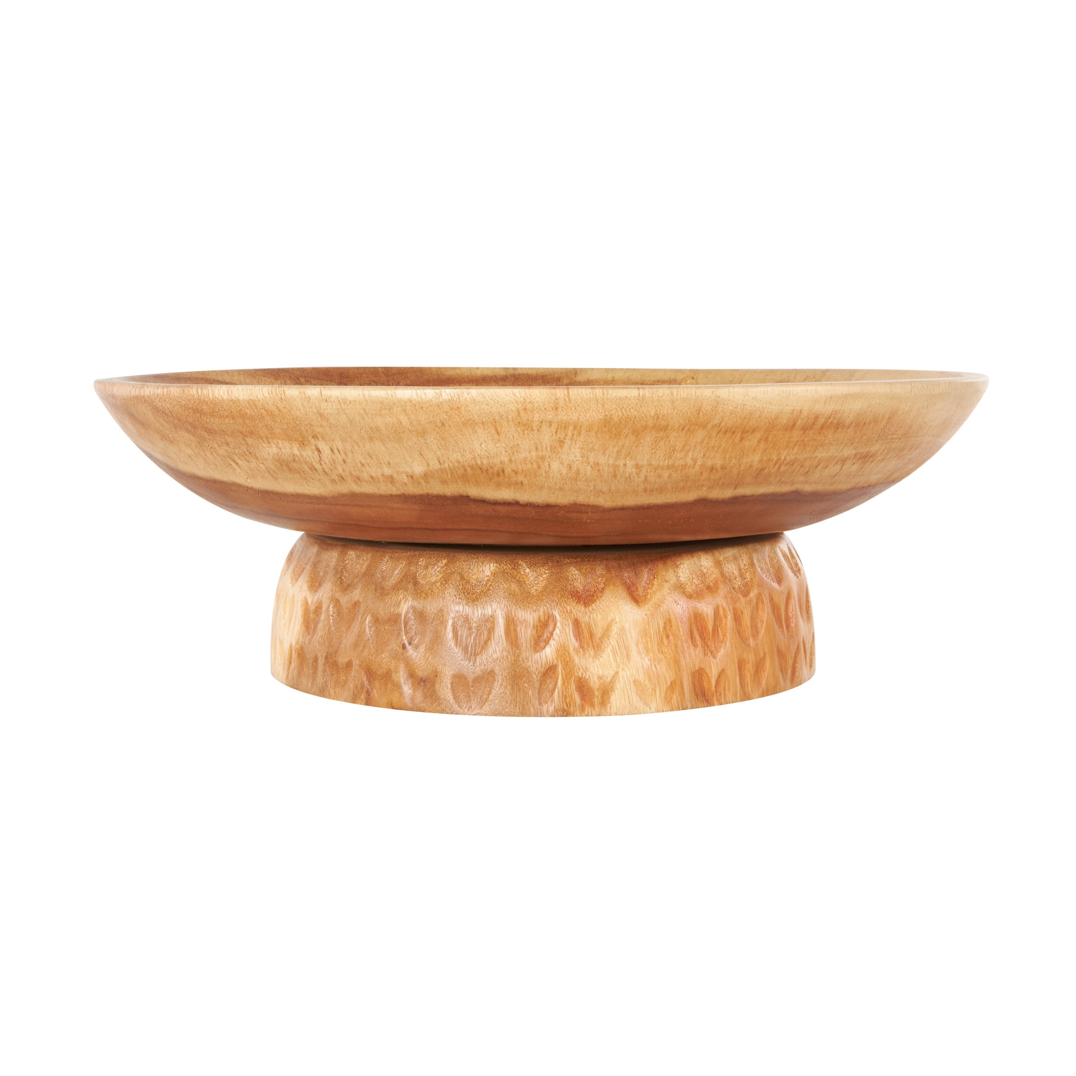 DecMode 17" Handmade Round Brown Teak Wood Decorative Bowl with Elevated Base