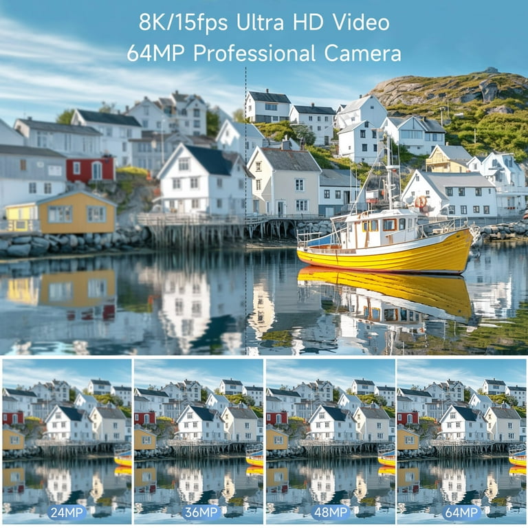XLURC Digital Camera 8K 64MP Wifi Cameras for Photography with 4