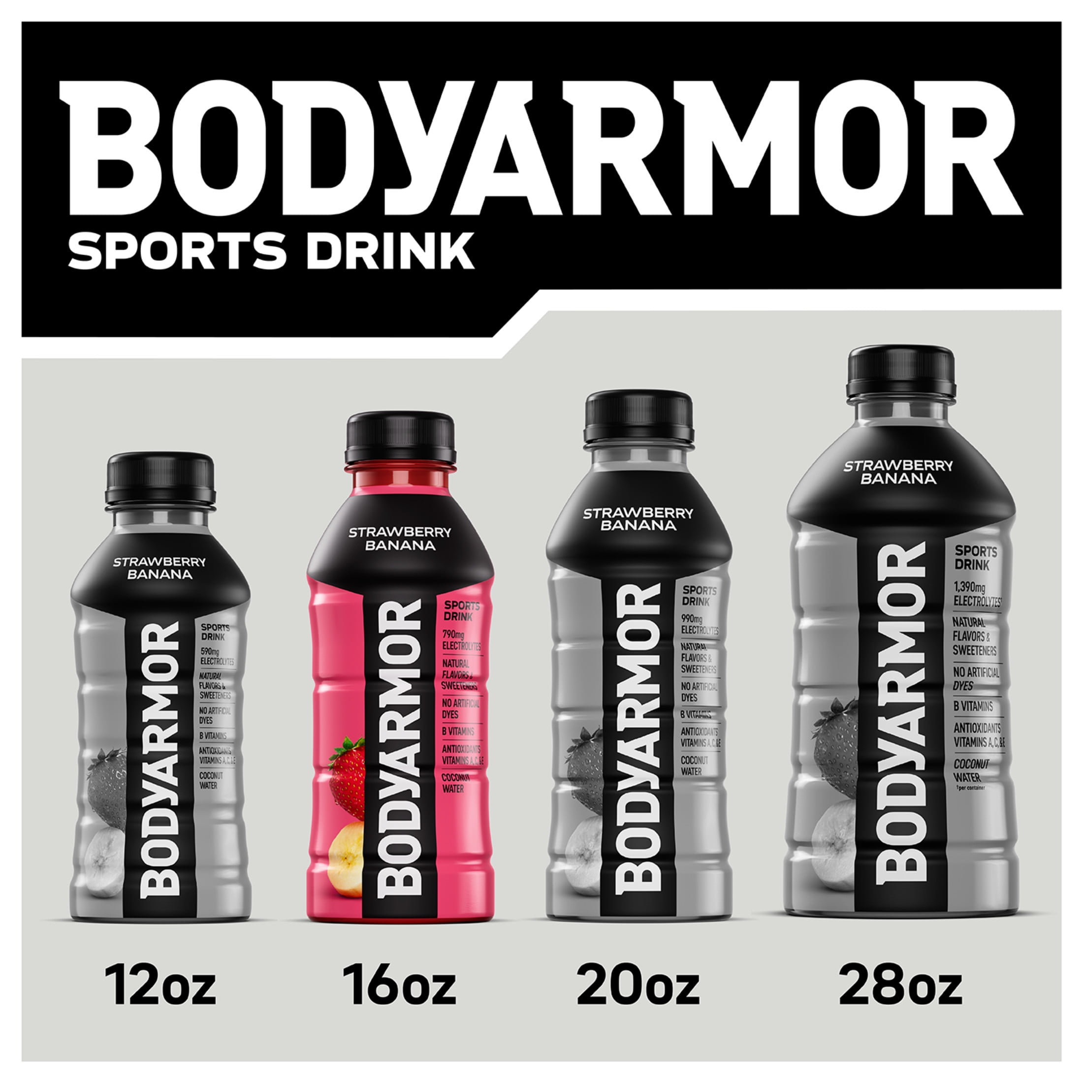 BODYARMOR Fruit Punch Electrolyte Sports Drink Bottles, 16 fl oz, 12 Pack