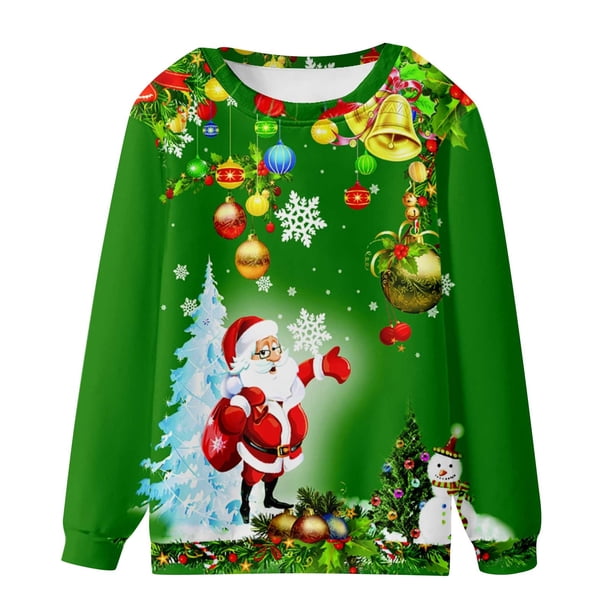 Sudadera de Cuello Redondo de Navidad Para Hombres Moda Casual Impresión Digital 3D Jersey Camisetas de Manga Larga Odeerbi ODB195313