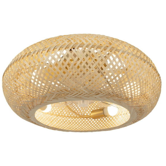 ChicHomey Woven Caged Low Profile Bladeless Ceiling Fan Light Remote Farmhouse