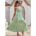 thumbnail image 4 of Vestido largo floral de un hombro PRETTYGARDEN para mujer, verde, talla S, 4 of 5