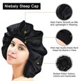 thumbnail image 2 of Gorro de satén elástico para dormir, ideal para quimioterapia y cuidado del cabello, color morado, diseño cómodo para mujeres., 2 of 6