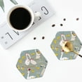 thumbnail image 4 of Fuzoiu Cute Farm Birds Print Leather Coasters Set,Drink Coasters Set of 4,for Tabletop Protection, Durable PVC Coasters,Home Décor and Housewarming Gift-Hexagon, 4 of 6