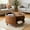 brown, variant on HAIMOO Round Farmhouse Coffee Table with Storage, Wood Sofa Table for Home Living Room Office with Hidden Compartment and Sliding Cabinet Door, Black